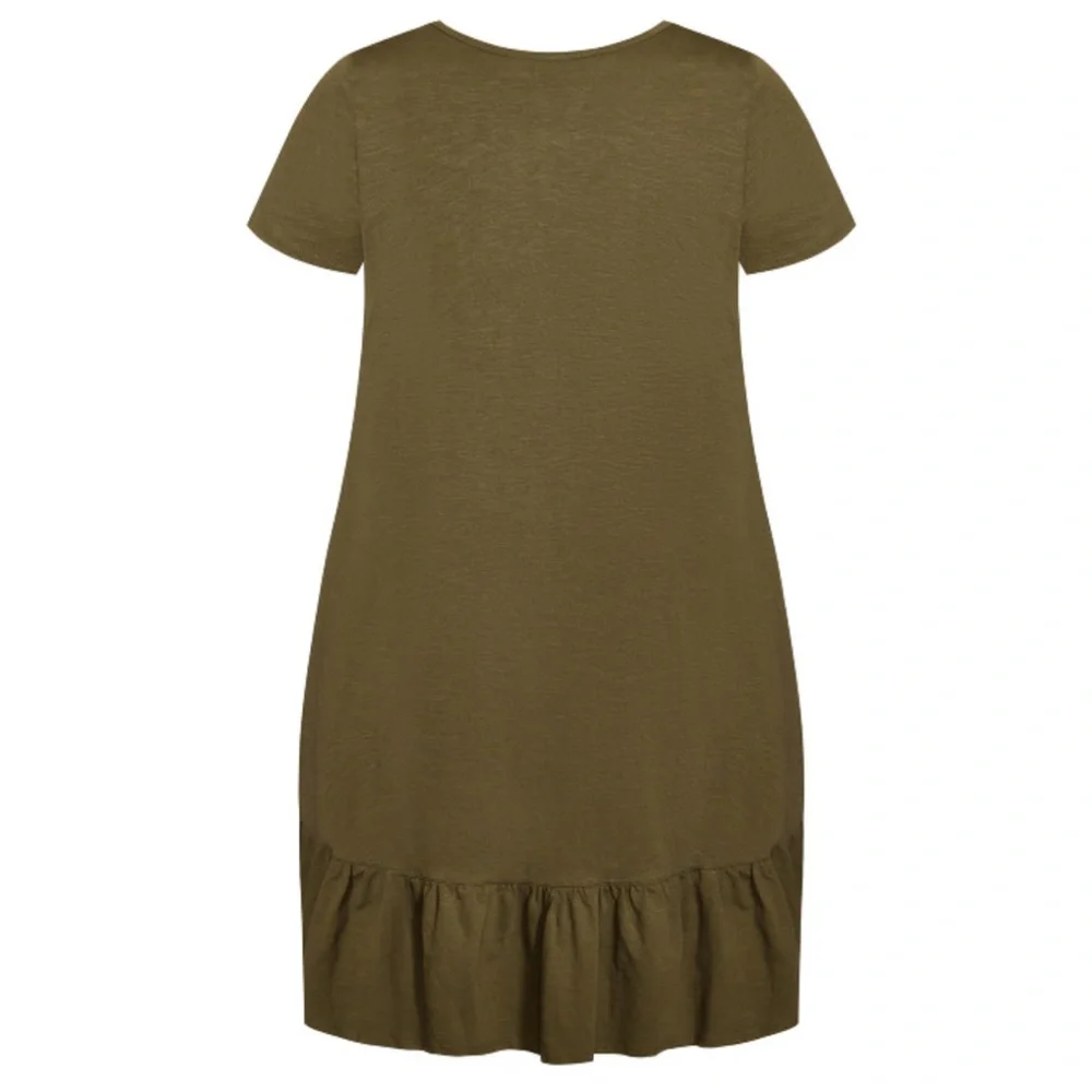 ZIM & ZOE 16-32W Olive Ella Ruffle Hi Lo Midi Maxi Dress (E34.10) - Picture 3 of 5